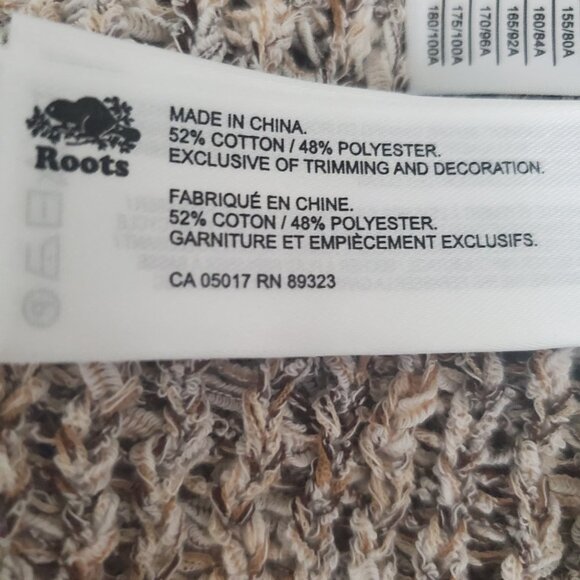 ROOTS Women's Round Neck Ribbed Knit Sweater Heathered Blush & Black Size Medium - Picture 10 of 10